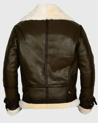 Terry Army B-3 Shearling Green Leather Aviator Jacket