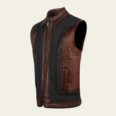 Men’s Brown Ovine contrasting leather Vest