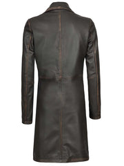 Bryson Women's Rub Off Dark Brown Leather Long 3/4 Coat