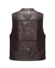 Men’s Luke Vintage Brown Leather Vest