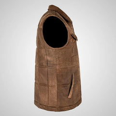 Men’s Brown Buff Padded Leather Vest