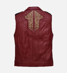 Men’s Red and Black Leather Vest