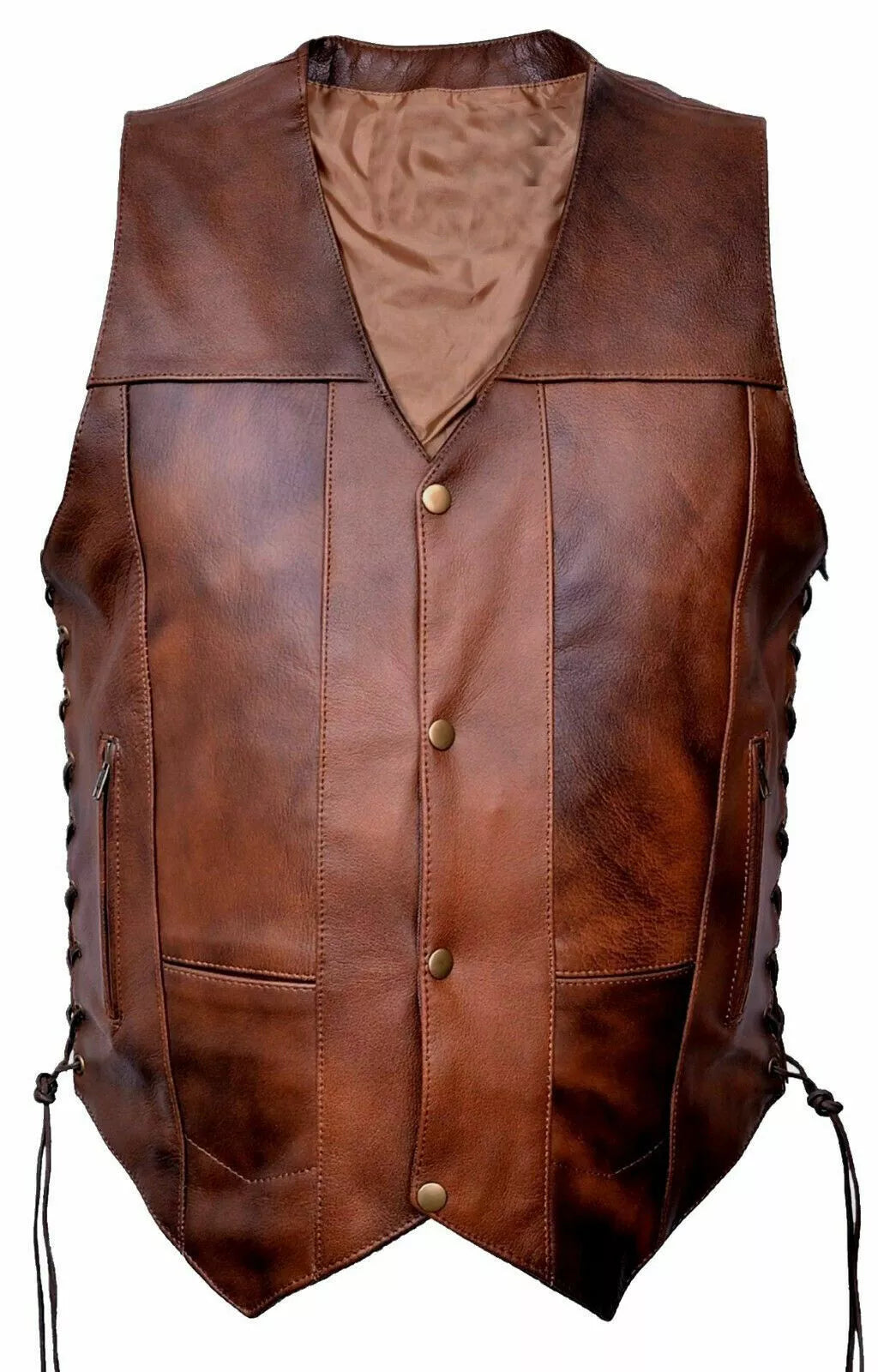 Vintage Brown Leather Vest for Men | The Leather Fits
