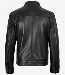 Men's Black Cafe Racer Style Real Leather Jacket
