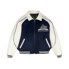 CLASSIC WHITE LEATHER VARSITY JACKET