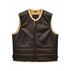 Italian Genuine Shearling Leather Vest With Soft Wool Lining
