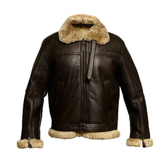 Jones Men’s Brown B-3 Bomber Leather Jacket