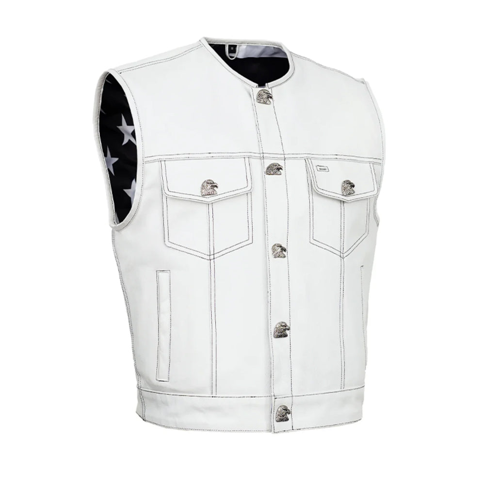 Lowcut Men’s White Motorcycle Leather Vest