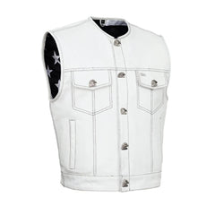 Lowcut Men’s White Motorcycle Leather Vest