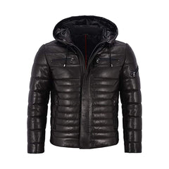 Men’s Black Puffer Hooded Quilted Jacket