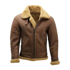 Men's Shearling Brown Leather Fur Jacket