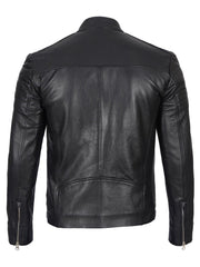 Men's Black Cafe Racer Style Leather Jacket