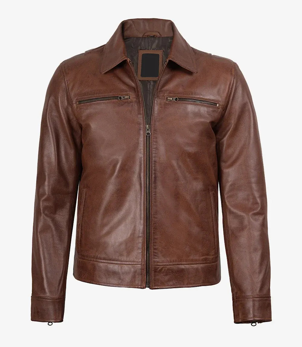 Men’s Cognac Brown Leather Jacket