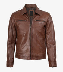 Men’s Cognac Brown Leather Jacket