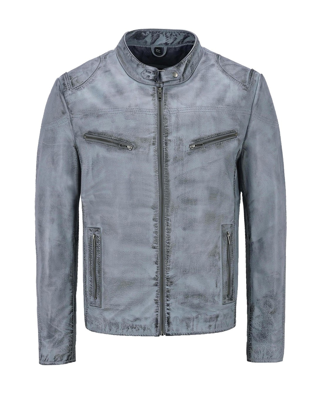 Men’s Distressed White Leather Jacket