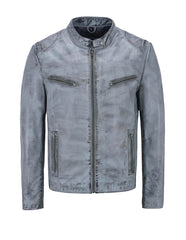 Men’s Distressed White Leather Jacket