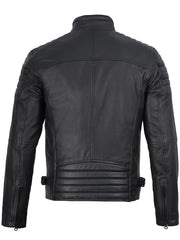 Mens Matte Black Biker Style Real Leather Jacket