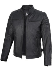 Mens Matte Black Biker Style Real Leather Jacket