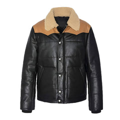 Nathan Men’s Black Bomber Shearling Leather Jacket