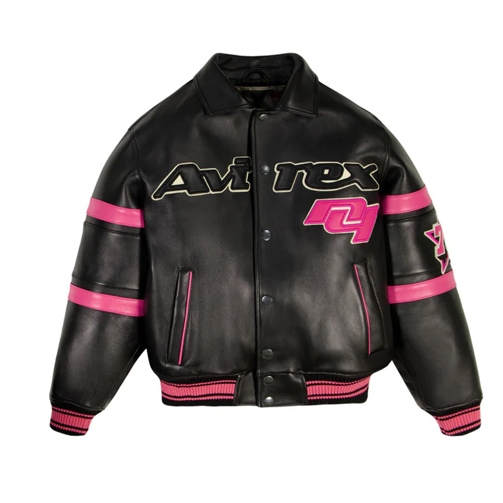 PREMIUM LEATHER JACKET BLACK-PINK