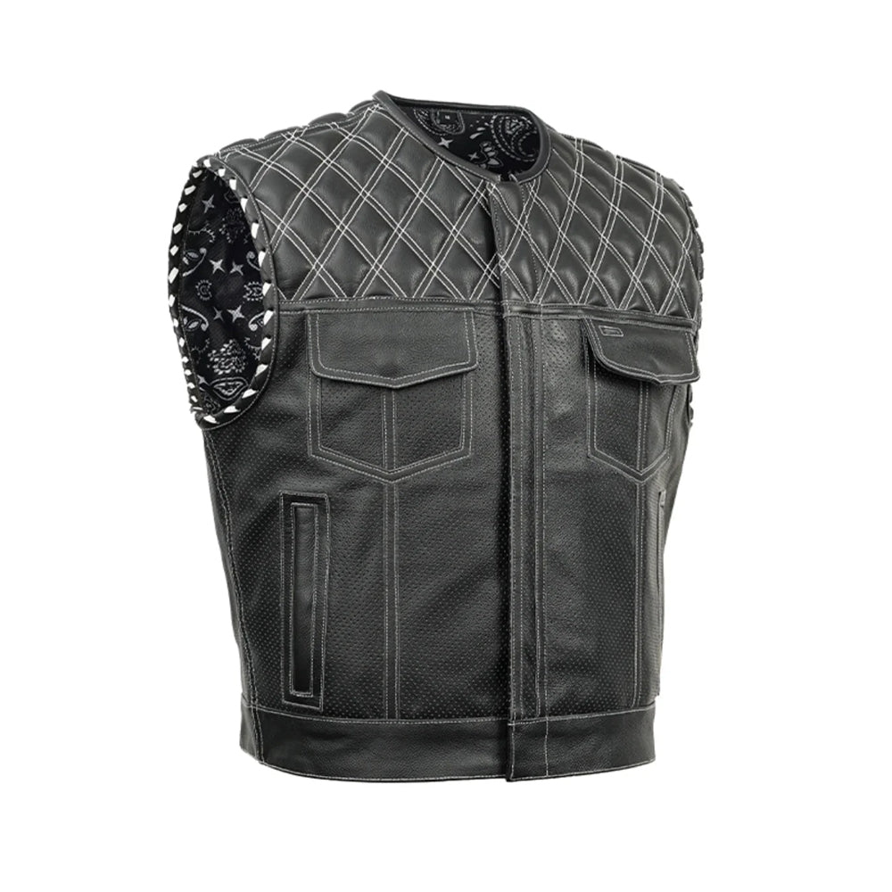 Perforated Lowcut Summer Spark Men's Leather Vest