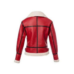 Red Leather Christmas Jacket for Women - Back side
