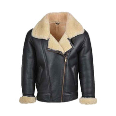 Men’s Black Bomber Shearling Leather Jacket
