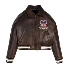 WOMEN CLASSIC BROWN LEATHER ICON JACKET