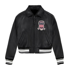 WOMEN CLASSIC CROPPED BLACK LEATHER ICON JACKET