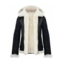 Women Hooded Shearling Jacket