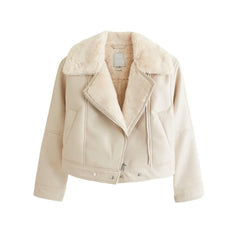 Women Skin Faux Shearling Leather Jacket