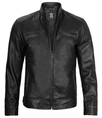 Real Leather Men's Black Cafe Racer Jacket