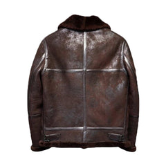 Distressed B3 Mens Shearling Leather Jacket