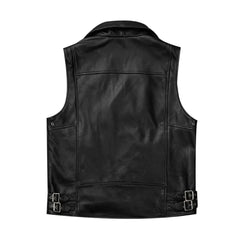 Men’s Black Biker Zipper Leather Vest