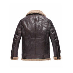 Men’s Shearling Lambskin Bomber Brown Leather Jacket