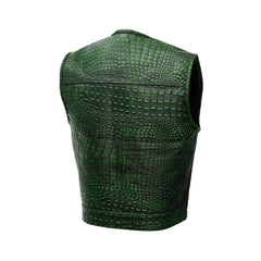 Men’s Classic Green Leather Motorcycle Vest