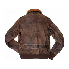 Men Distressed Bomber Leather Jacket