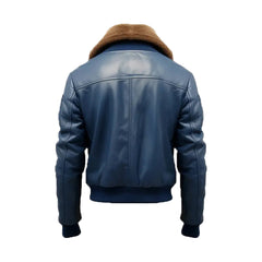 Men's Blue Flight Bomber Leather Jacket