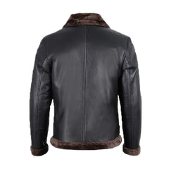 Men's Black Shearling Bomber Leather Jacket