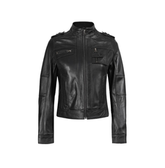 Women’s Black Cafe Racer Real Leather Jacket | Genuine Leather