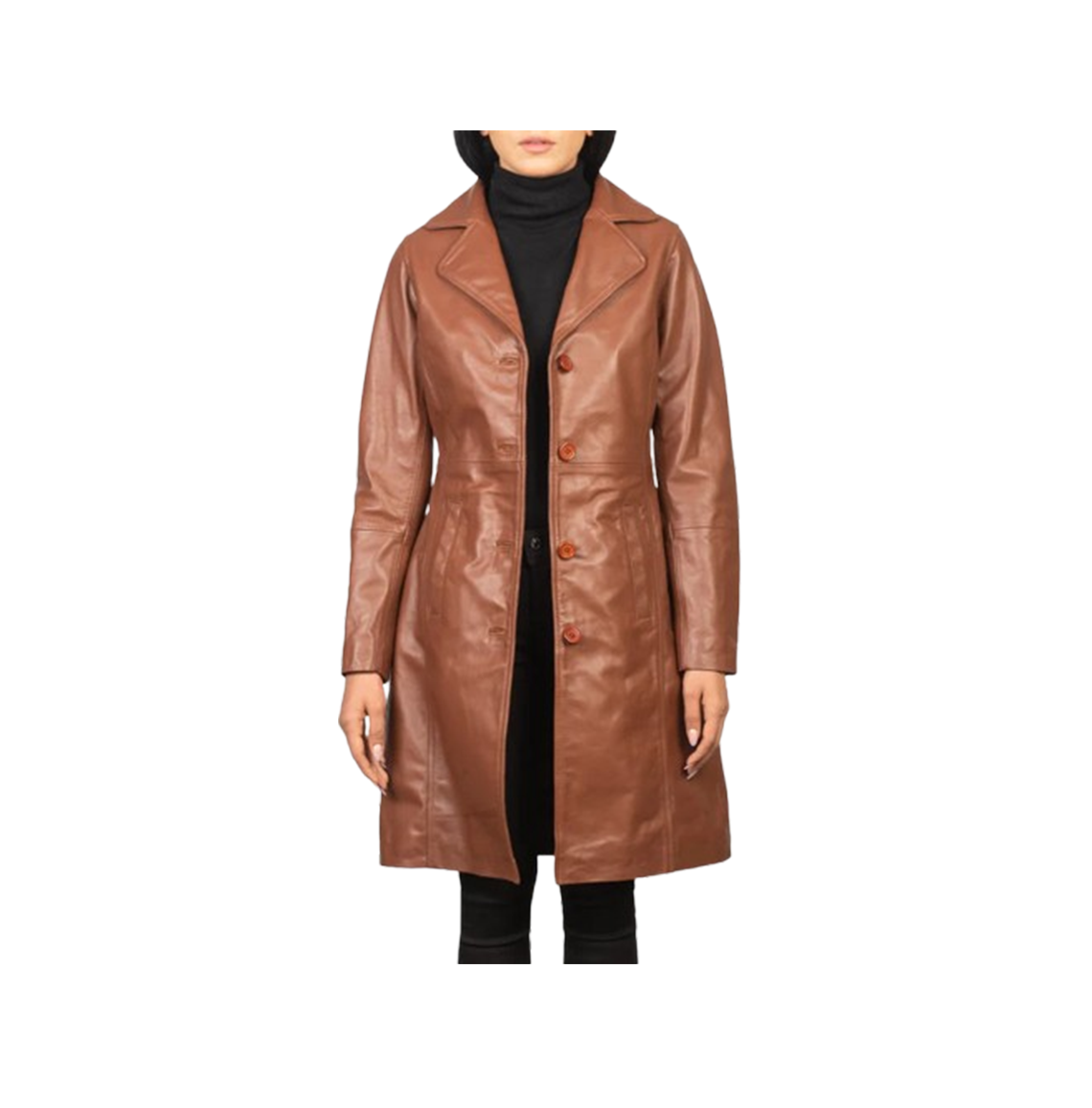 Alexis Brown Single Breasted Leather Coat
