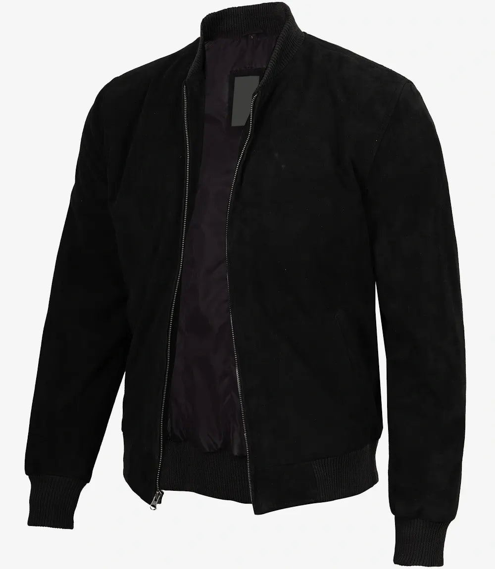 Adamsville Men's Black Suede Bomber Jacket