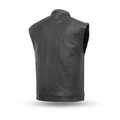 Men’s Black Pocket Zipper Leather Vest