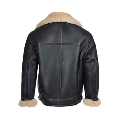 Men’s Black Bomber Shearling Leather Jacket