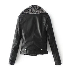Women Shearling Black Leather Jacket